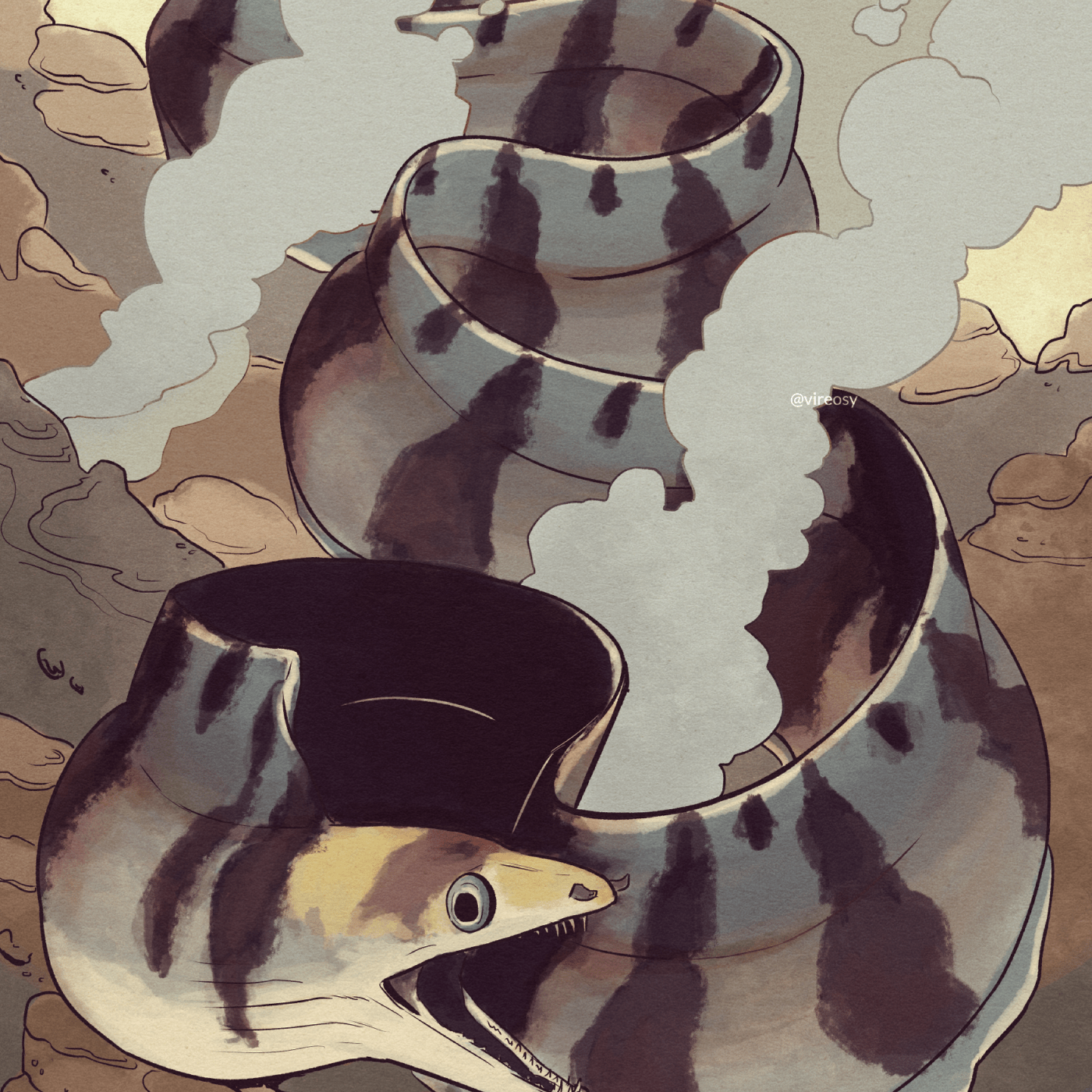 Illustration of a banded moray.